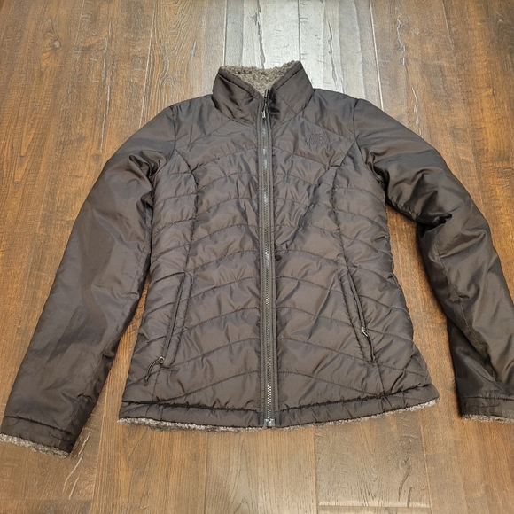 THE North Face Mossbud insulated reversible jacket black XS Black Grey Womens - Picture 1 of 7